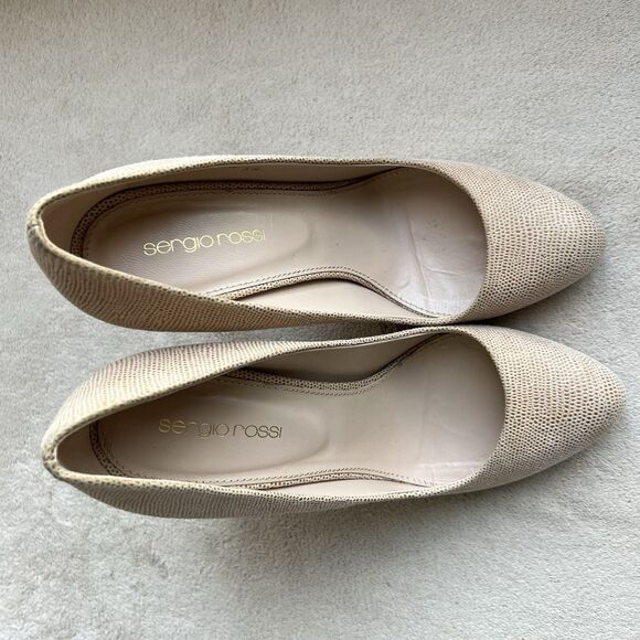 Sergio Rossi Piper Kalika Tan Nude Stiletto Heel Pump Women EU 38 US 7.5-8 Italy - Picture 8 of 16